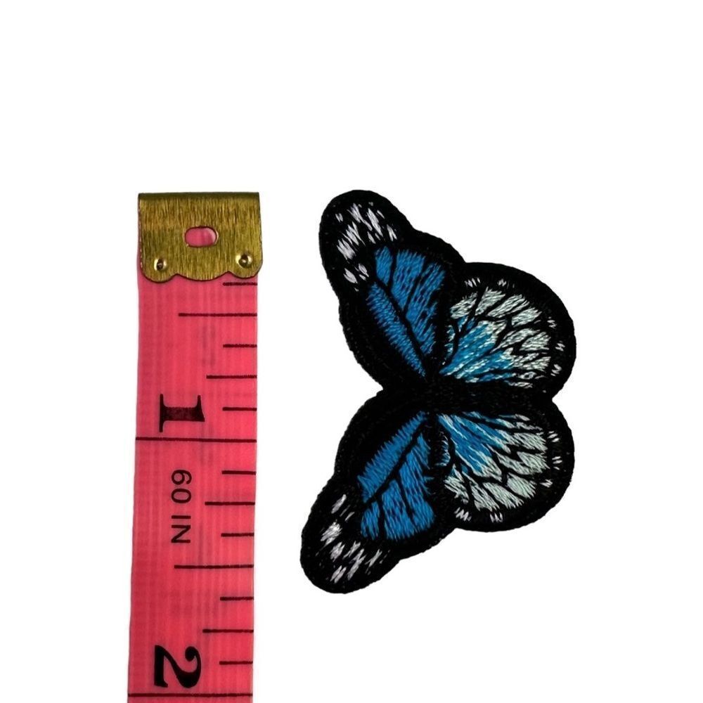 Small Blue Turquoise Butterfly Embroidered Patch - Picture 2 of 4